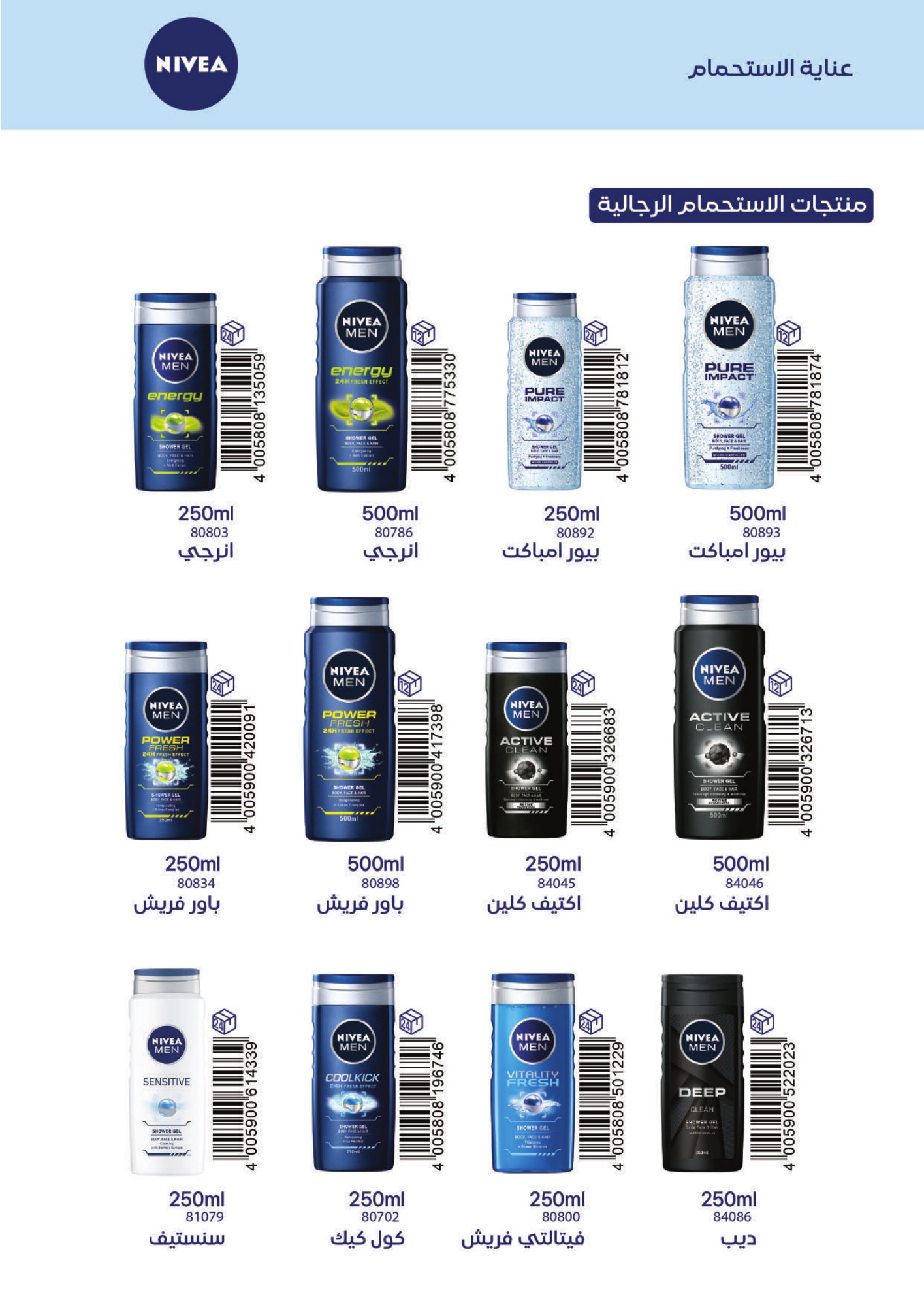 Nivea Men shower gels