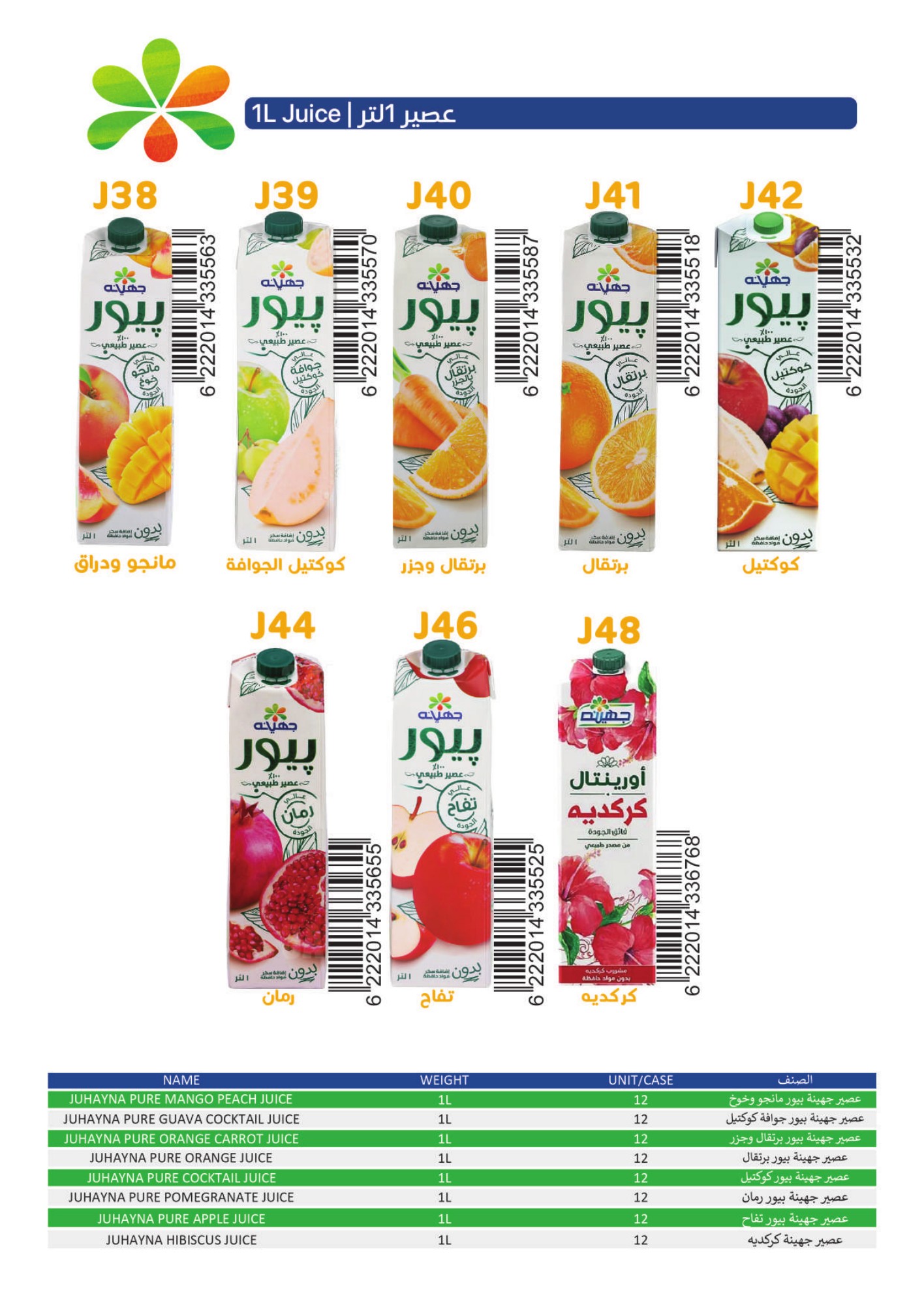 Juhayna Pure juices and Oriental hibiscus drink