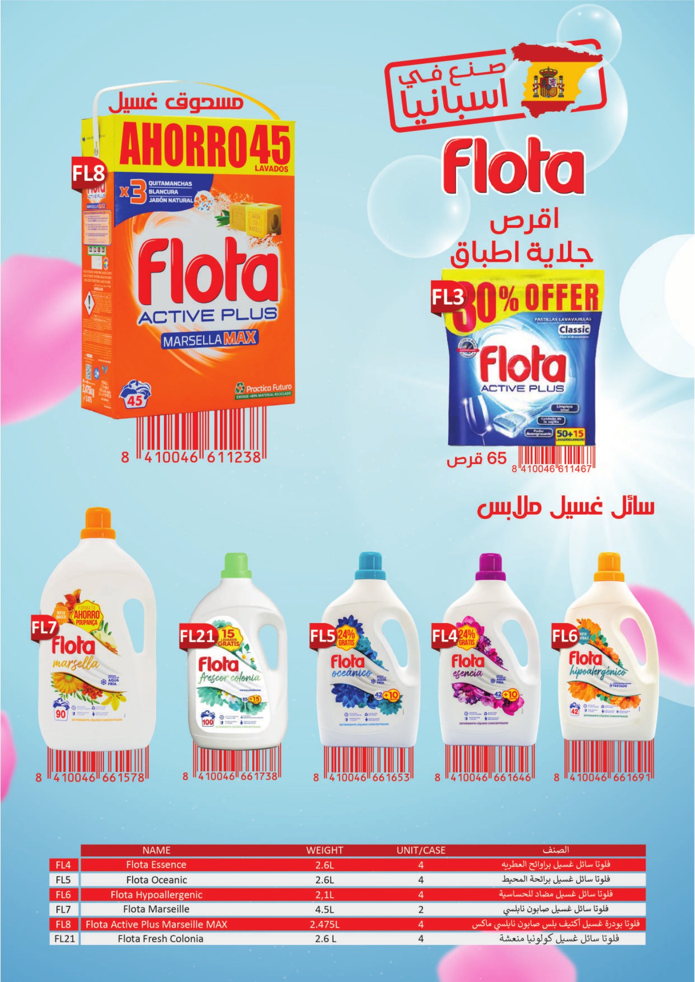 Flota laundry detergents and dishwasher tablets
